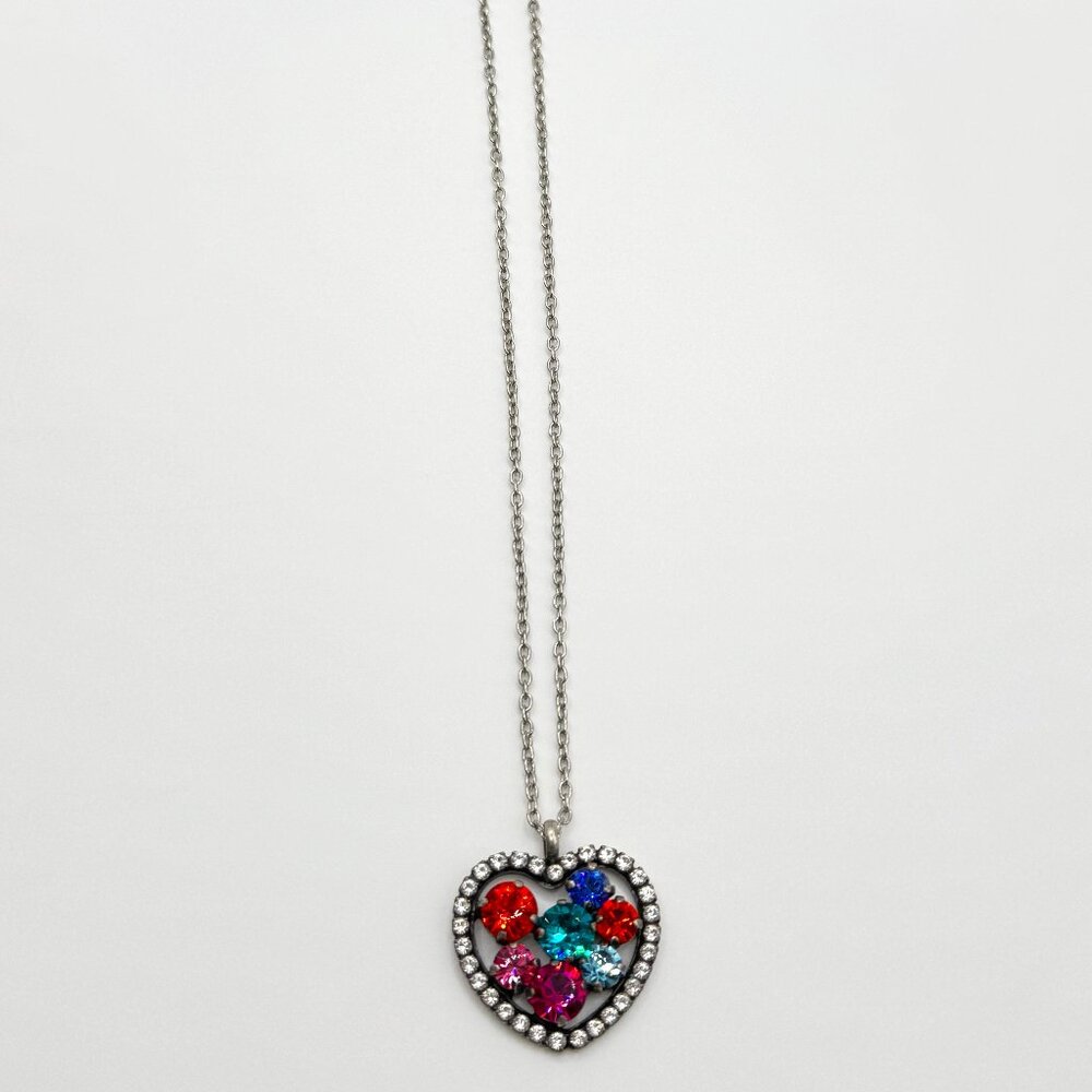 Rainbow Swarovski Crystal Heart Necklace – Multicolor Sparkle, Handcrafted gift - Picture 1 of 5